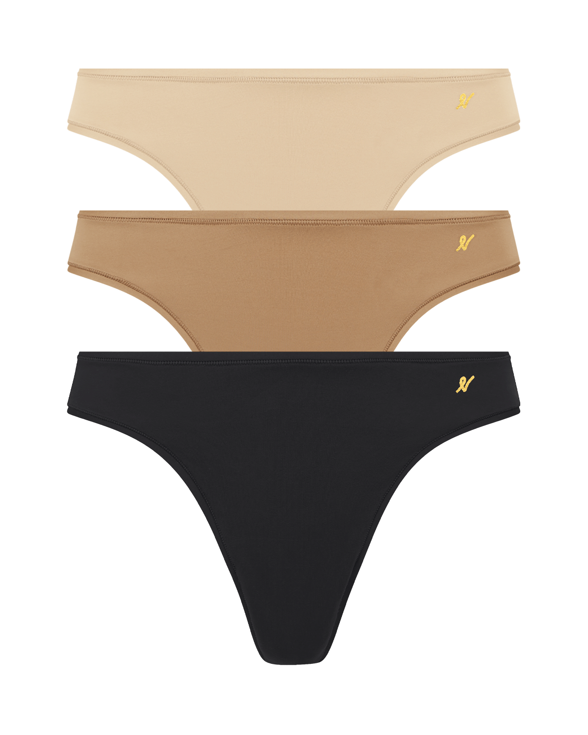 The Stretch Dipped Thong Bundle 3 Pack - Bare 01/Bare 03/Black