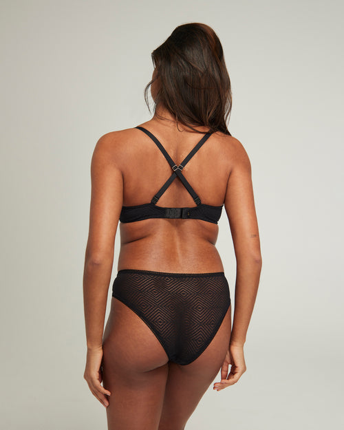 The Sheer Deco High Leg Brief 3 Pack - Black