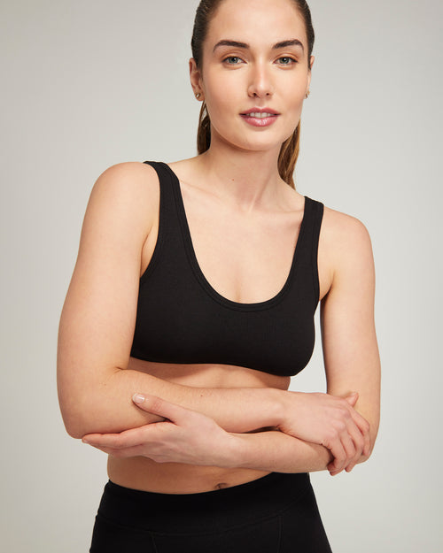 The Organic Cotton Dip Front Bralette 2 Pack - Black & White
