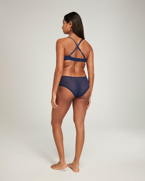 The Sheer Deco Hipster Brief - Navy