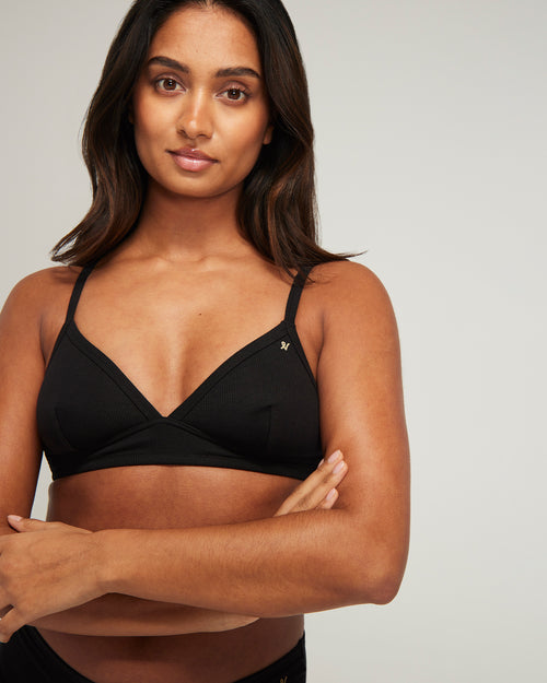 The Organic Cotton Easy Does It Bralette 2 Pack - Black & White