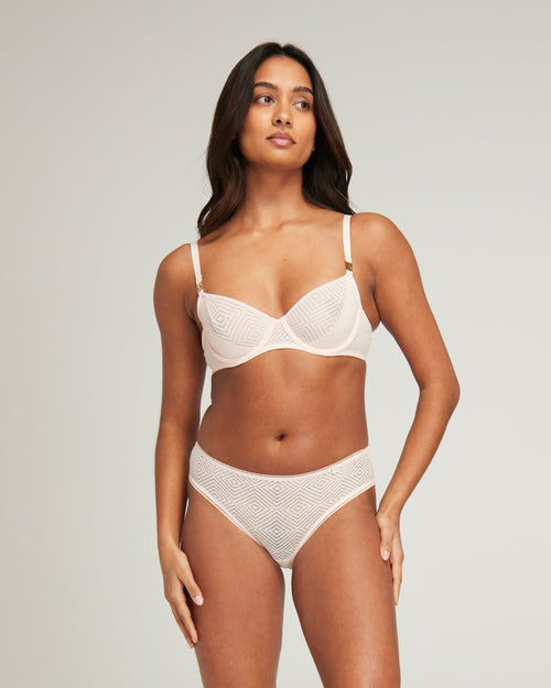 The Sheer Deco Lift Balcony Bra - Blush Pink