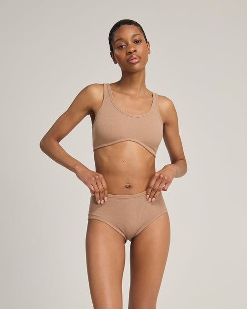 The Organic Cotton Dip Front Bralette - Mocha