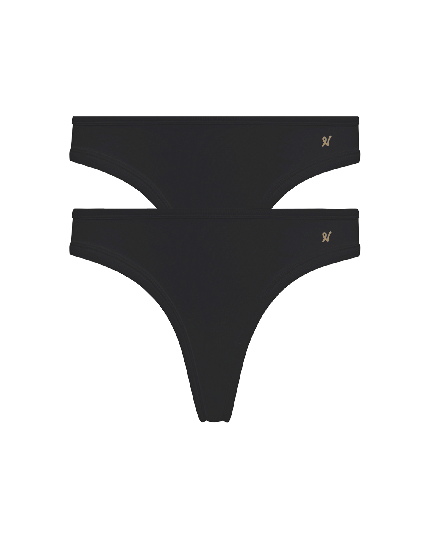 The Organic Cotton Dipped Thong 2 Pack - Black
