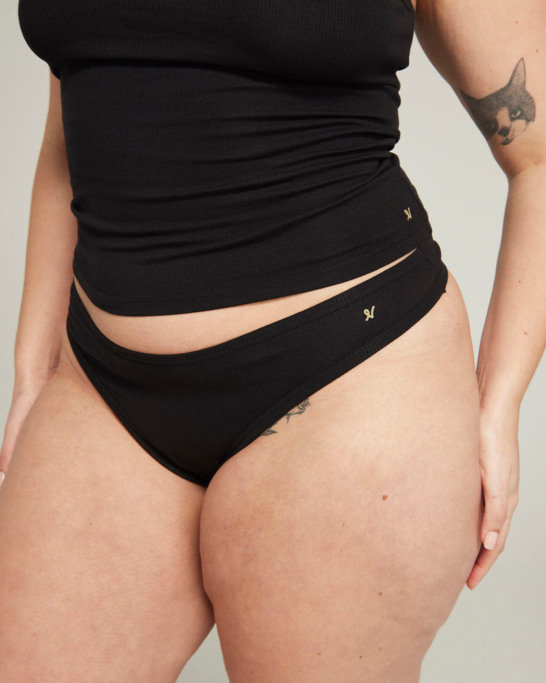 The Organic Cotton Dipped Thong 2 Pack - Black