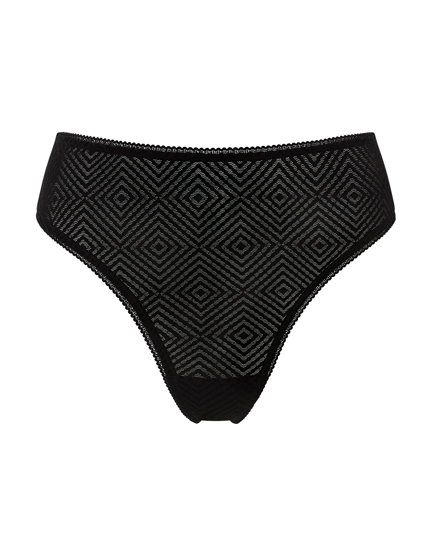 The Sheer Deco High Leg Brief - Black
