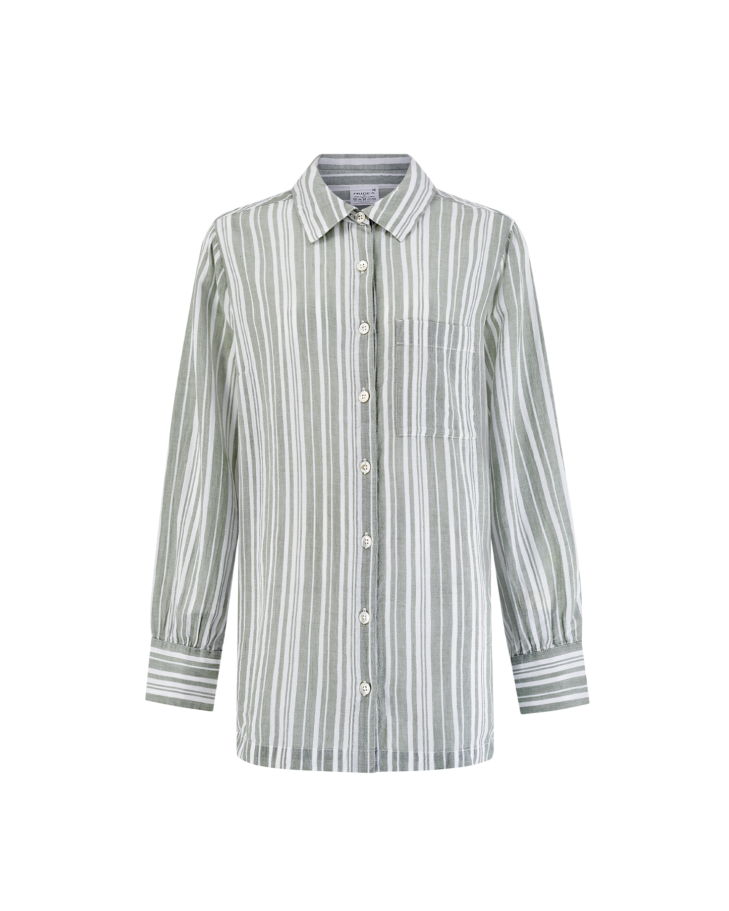 The Midi Shirt -Sage Stripe