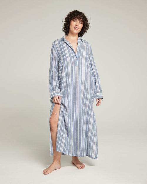 The Maxi Shirt - French Navy Stripe