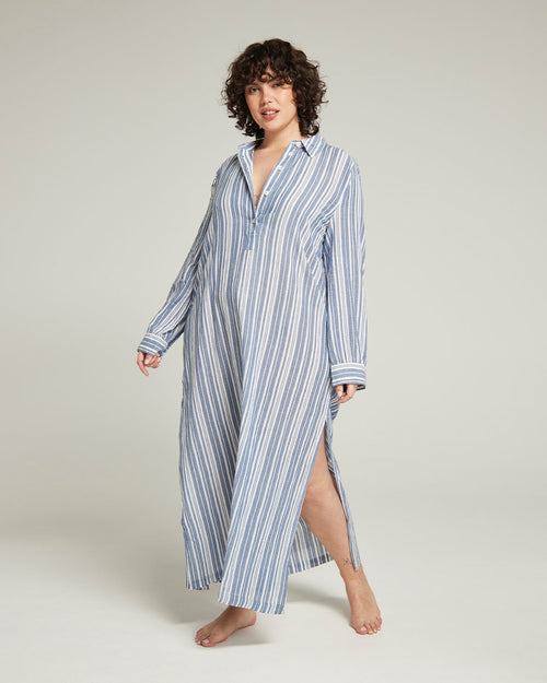 The Maxi Shirt - French Navy Stripe
