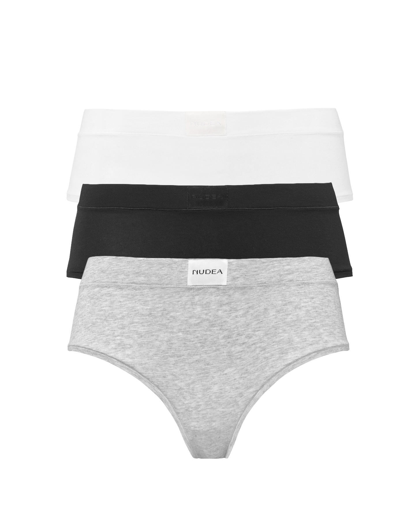 Cotton Modal Hipster 3 Pack - Black, White & Grey Marl