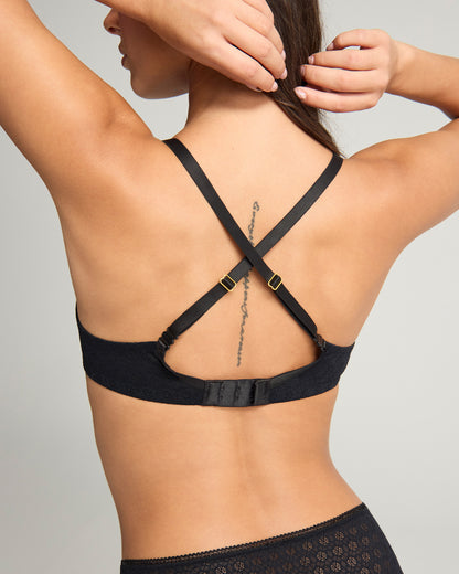 Honeycomb Semi-Demi Bra - Black