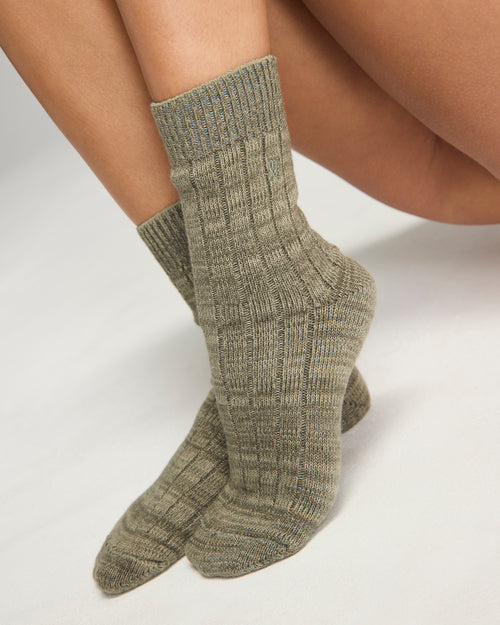 The Organic Cotton Socks 2 Pack - Black/Sage