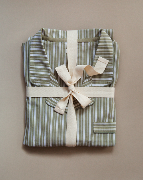The Classic Poplin PJ Set  - Pistachio Stripe