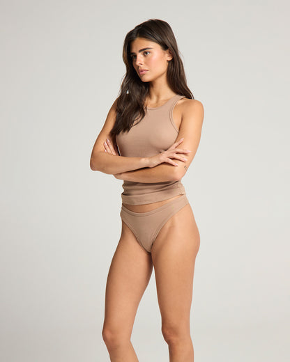 The Organic Cotton Dipped Thong 2 Pack - Mocha