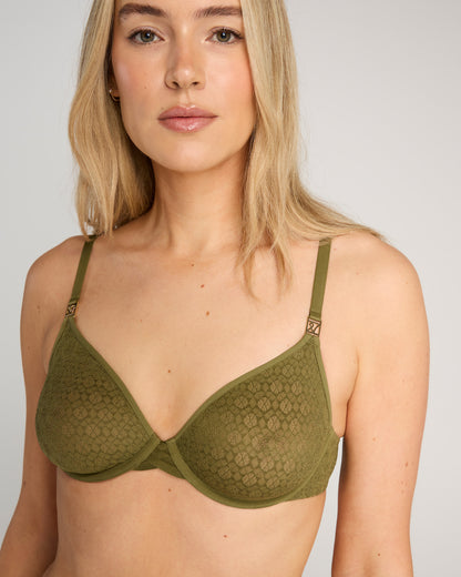 Honeycomb Semi-Demi Bra - Fern