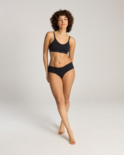 Cotton Modal Contour Scoop Bralette - Black