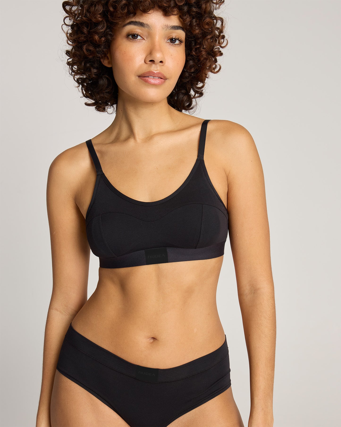 Cotton Modal Contour Scoop Bralette - Black