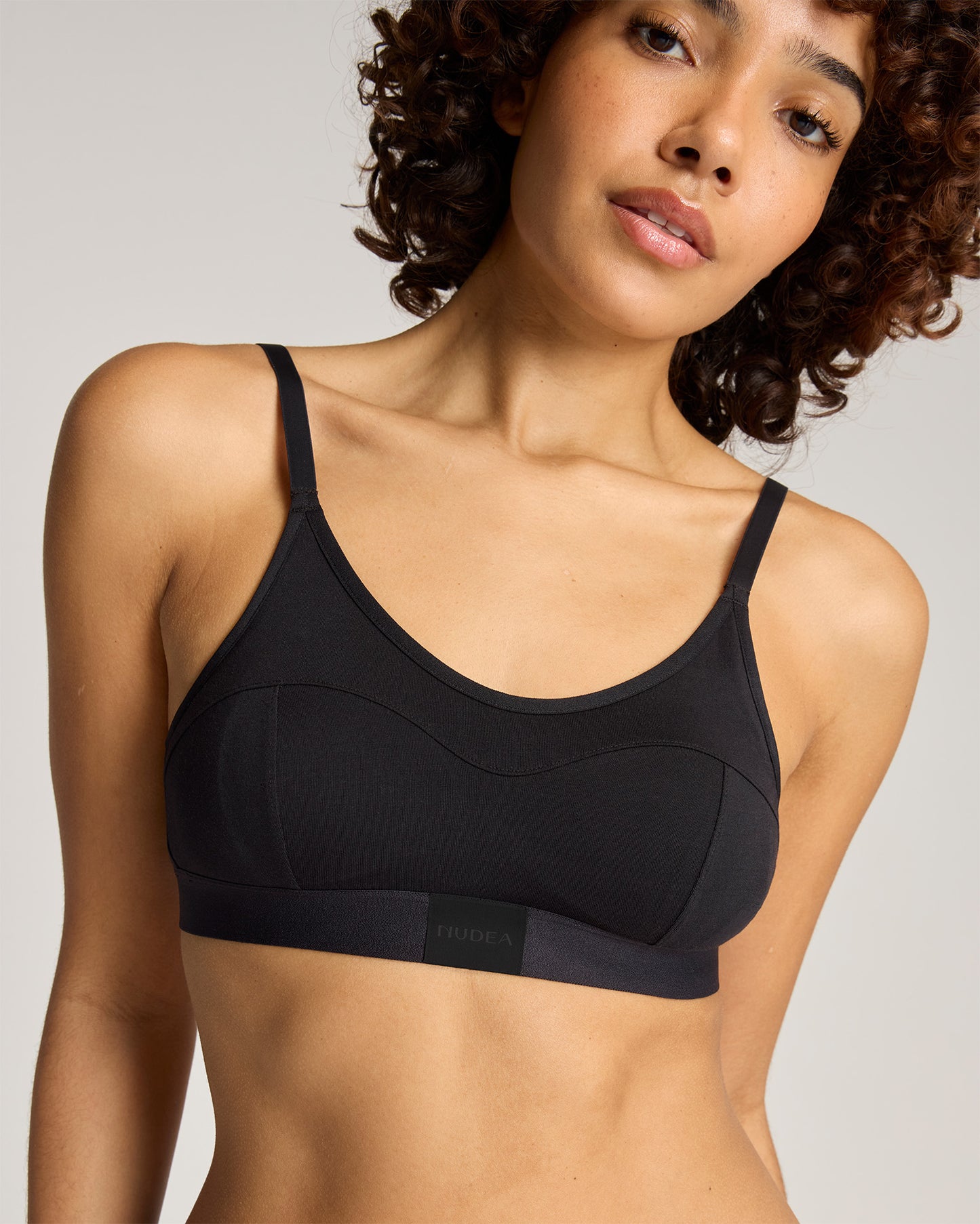 Cotton Modal Contour Scoop Bralette - Black