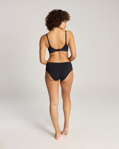 Cotton Modal Contour Scoop Bralette - Black