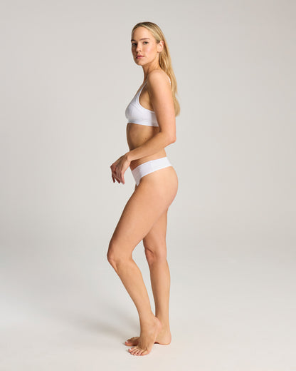 Cotton Modal Dipped Thong 3 Pack - Black, White & Grey Marl
