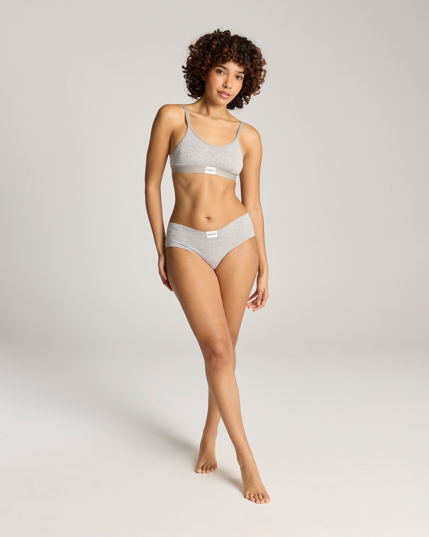 Cotton Modal Contour Scoop Bralette - Grey Marl