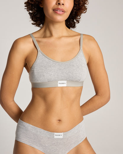 Cotton Modal Contour Scoop Bralette - Grey Marl