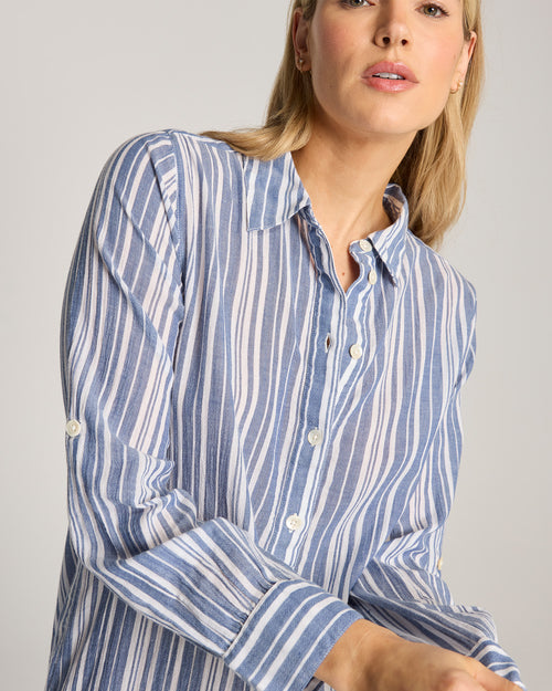 The Maxi Shirt - French Navy Stripe