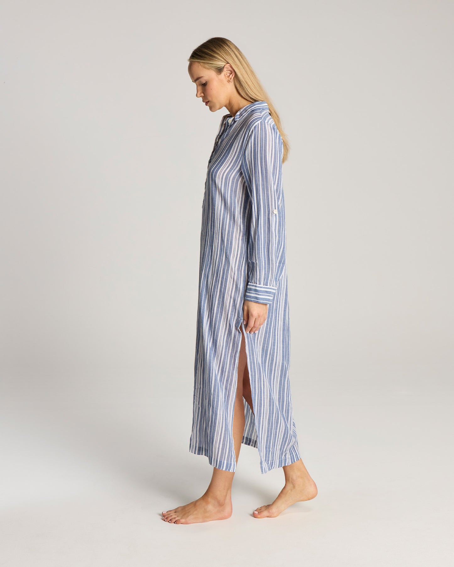 The Maxi Shirt - French Navy Stripe