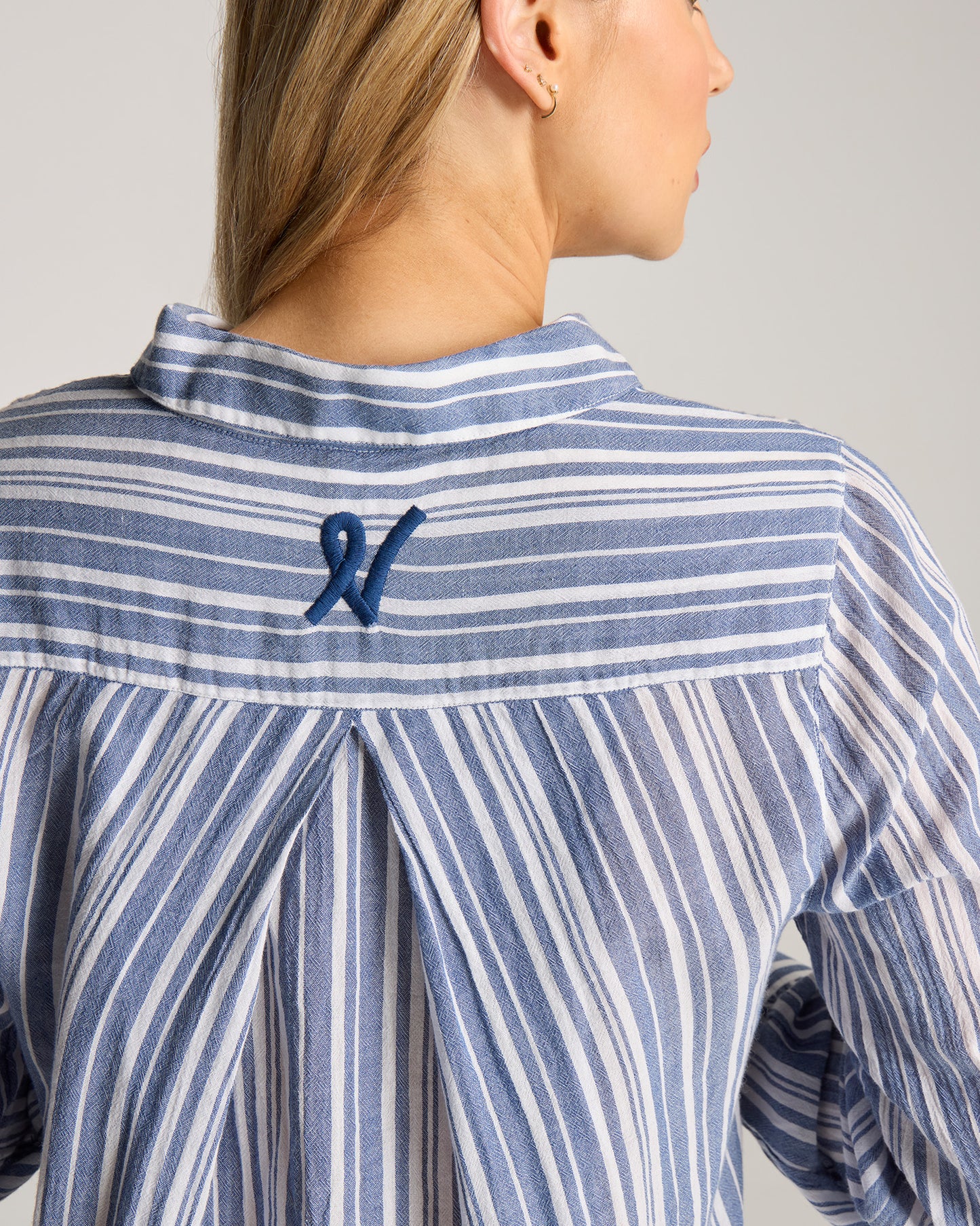 The Maxi Shirt - French Navy Stripe