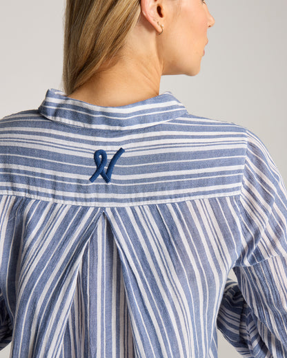 The Maxi Shirt - French Navy Stripe
