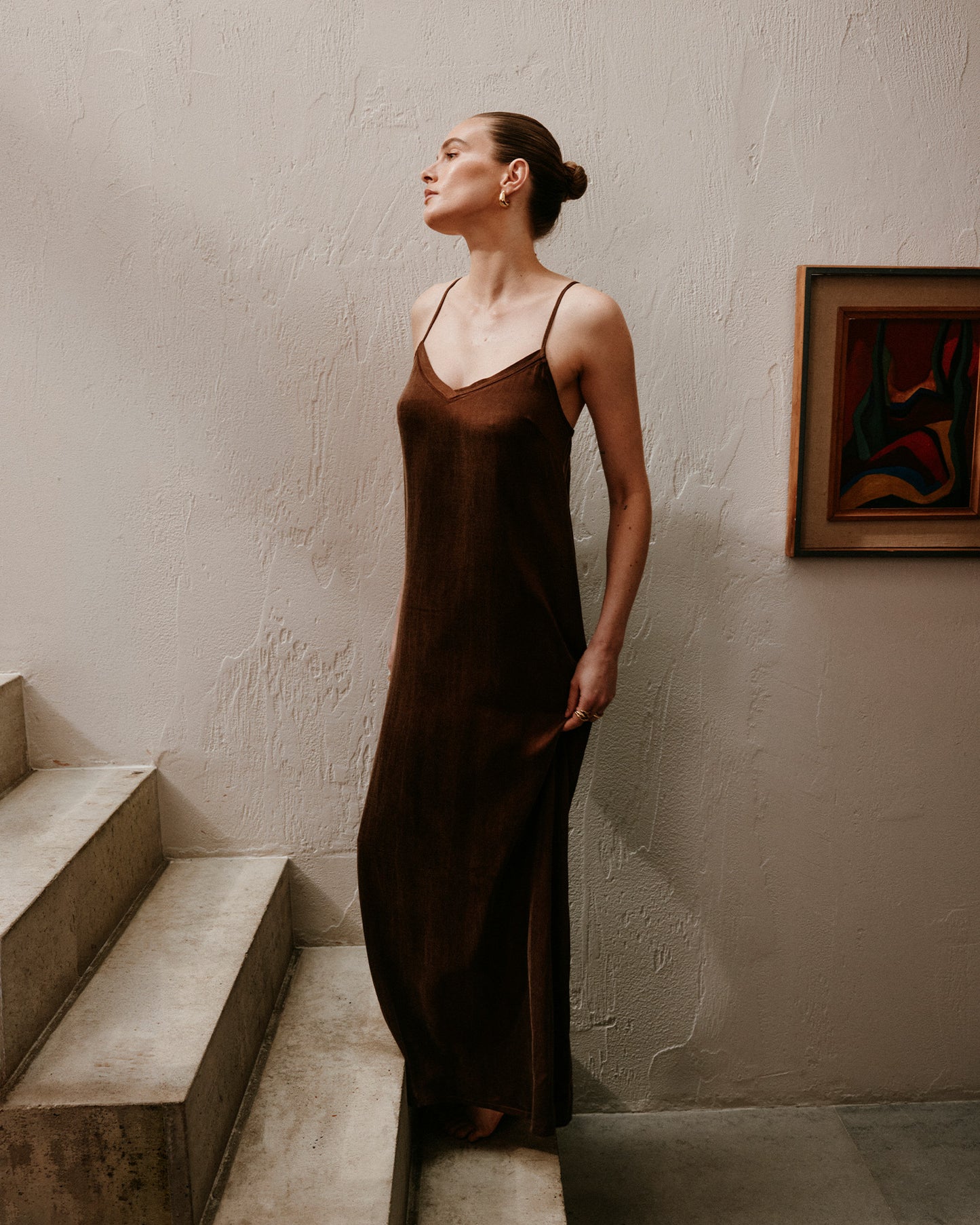 Eco-Luxe Maxi Slip Dress - Cocoa