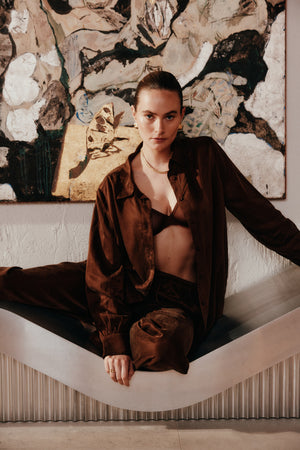 Eco-Luxe Drawstring Trouser - Cocoa