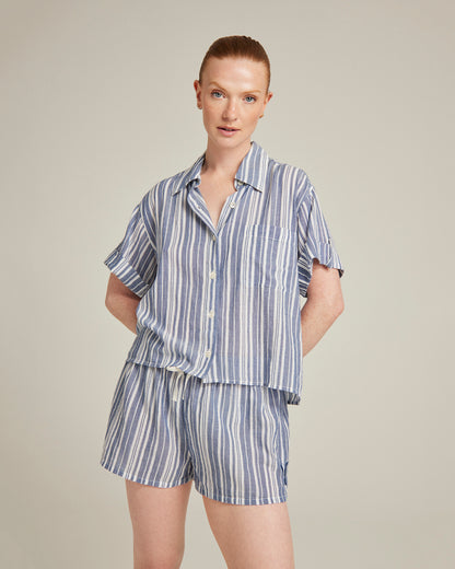 The Short Sleeve Shirt - French Navy Stripe