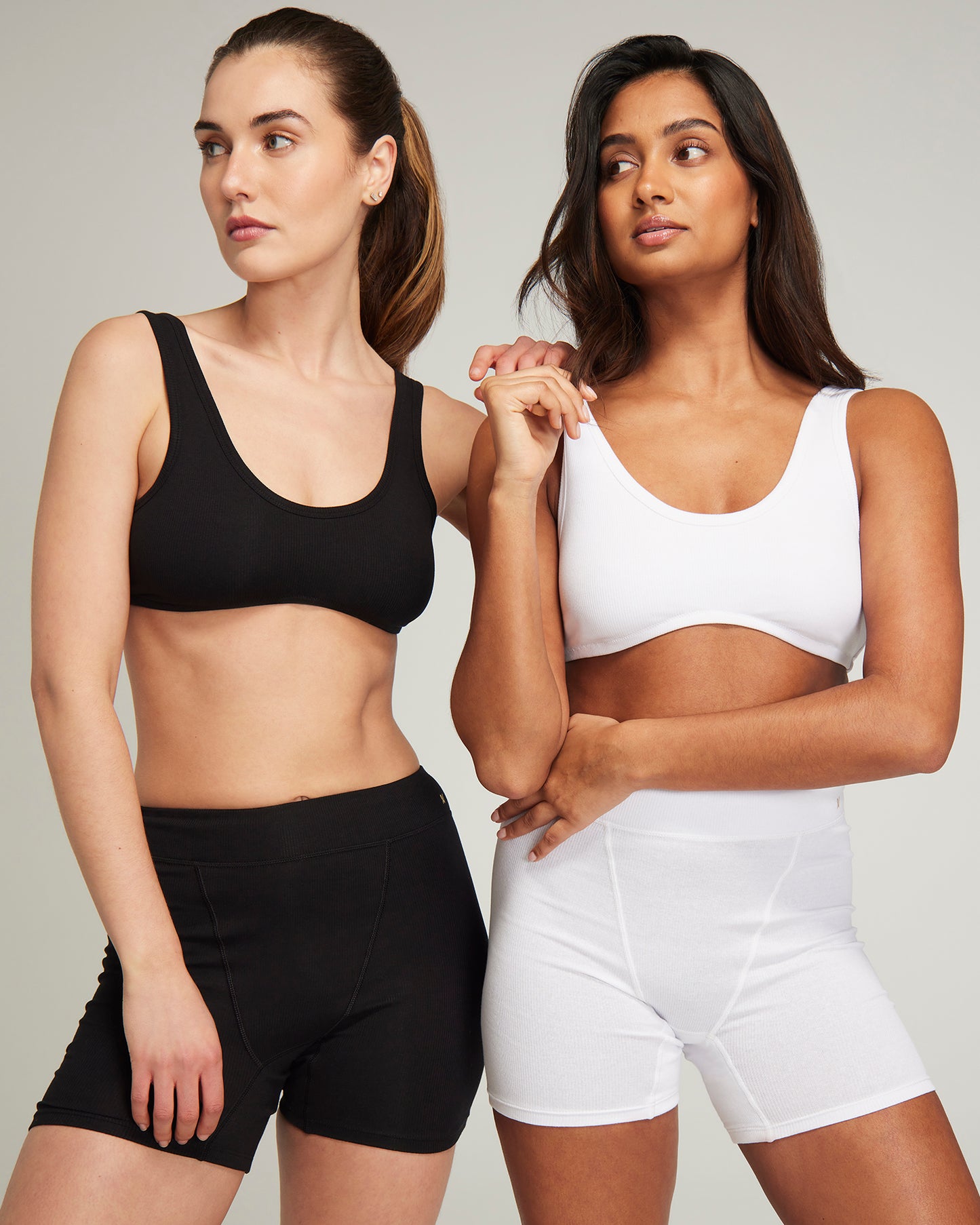 The Organic Cotton Dip Front Bralette 2 Pack - Black & White