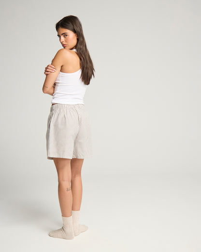 The Short PJ Set - Dove Grey Stripe