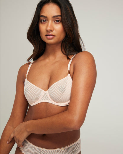 The Sheer Deco Lift Balcony Bra - Blush Pink