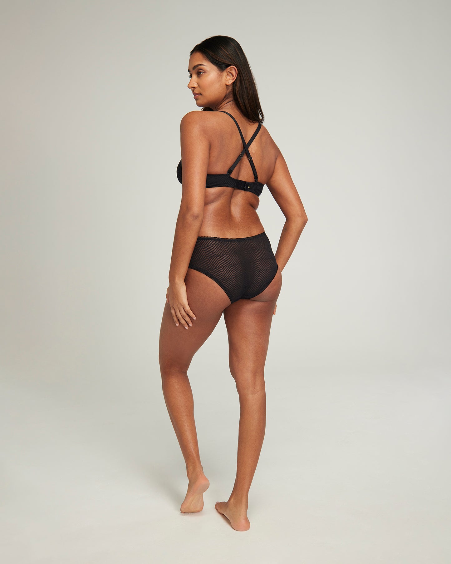 The Sheer Deco Hipster Brief - Black