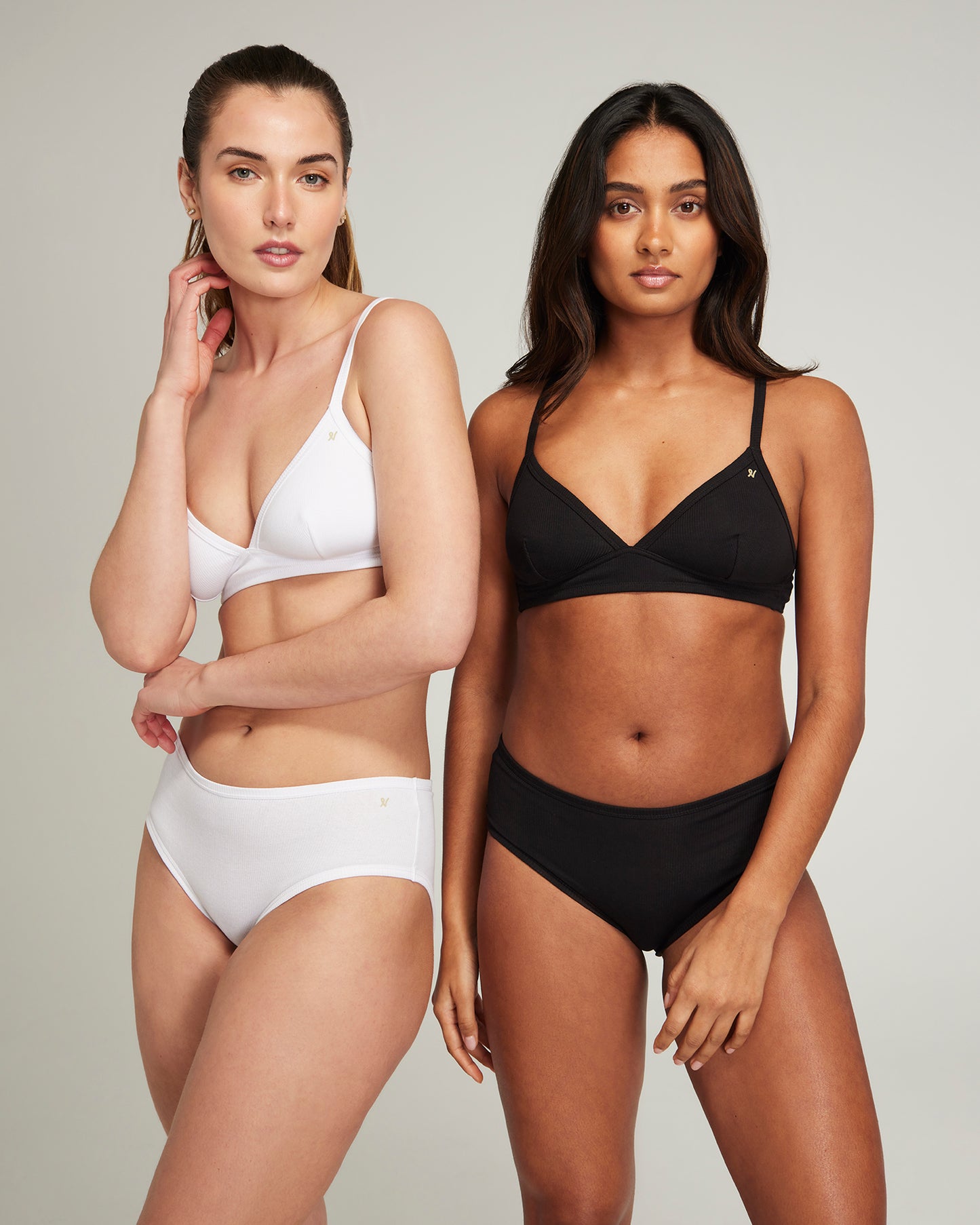 The Organic Cotton Easy Does It Bralette 2 Pack - Black & White