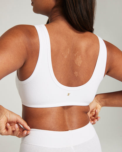 The Organic Cotton Dip Front Bralette - Cotton White