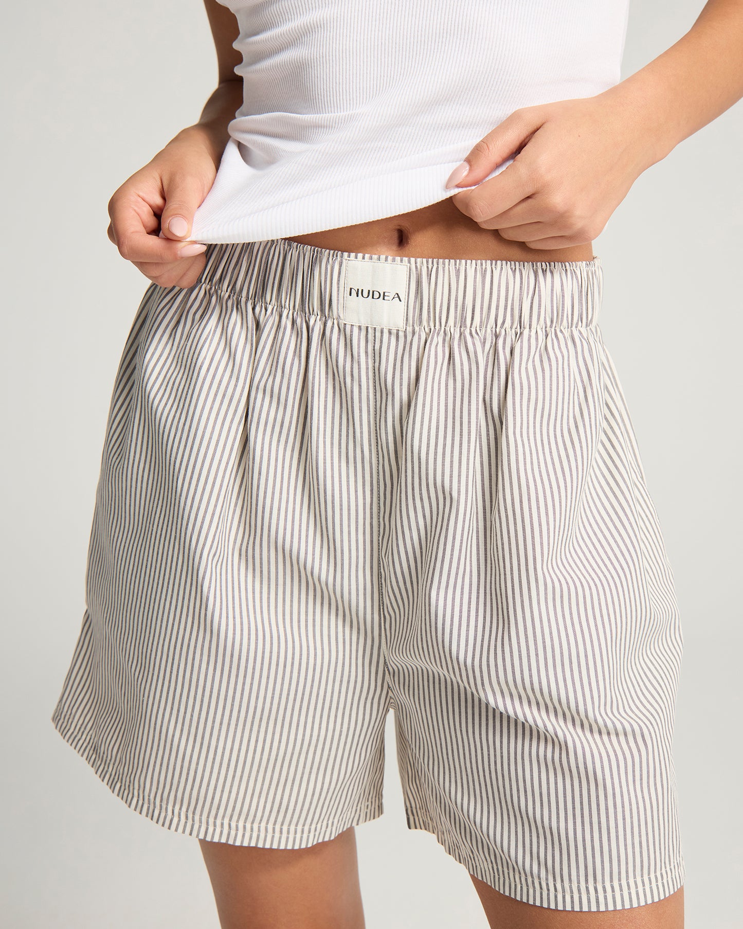 The Short PJ Set - Dove Grey Stripe