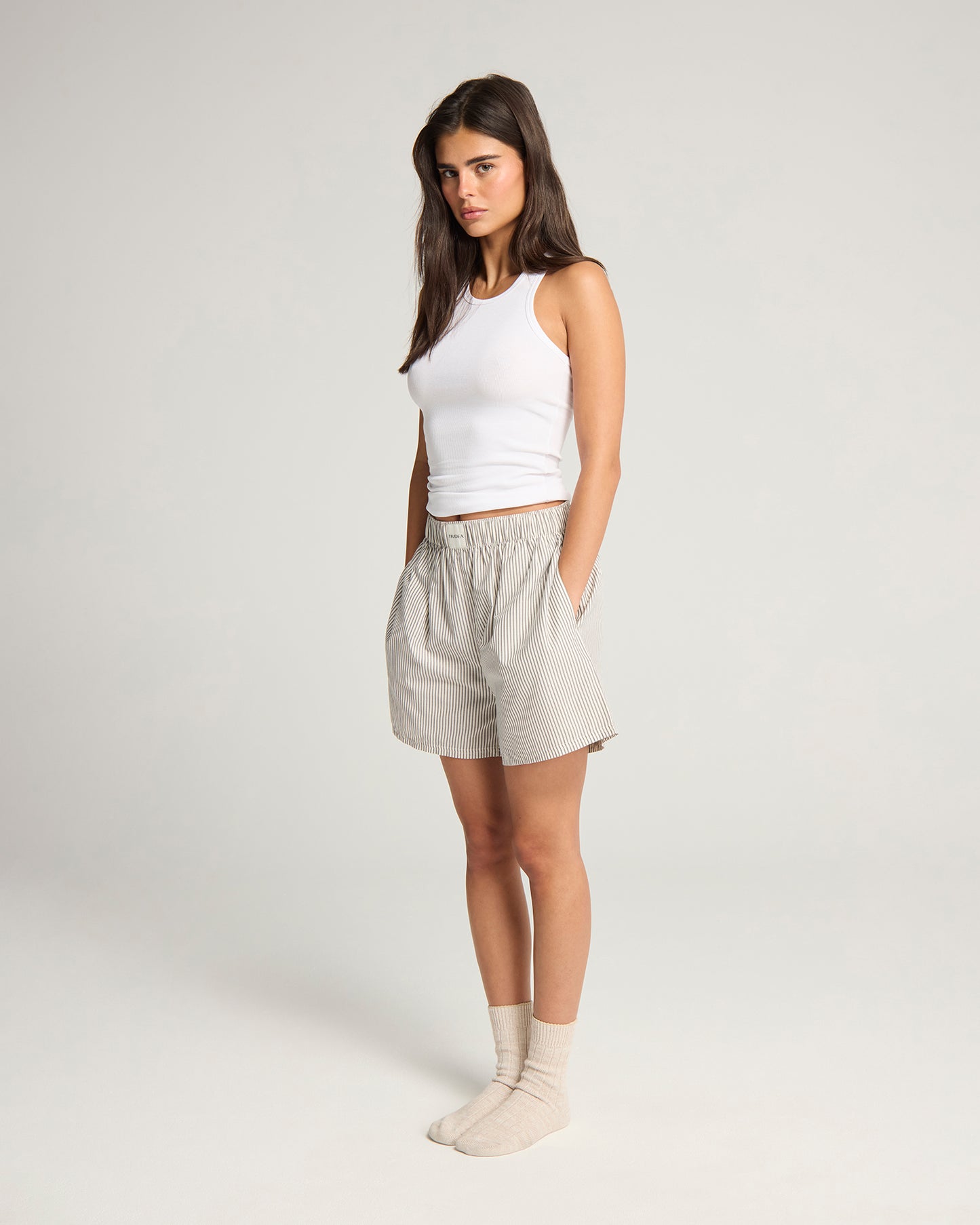 The Short PJ Set - Dove Grey Stripe