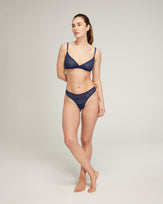 The Sheer Deco Barely There Thong - Navy