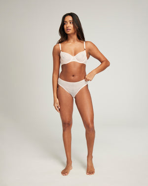 The Sheer Deco High Leg Brief - Blush Pink
