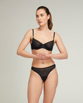 The Sheer Deco Lift Balcony Bra - Black