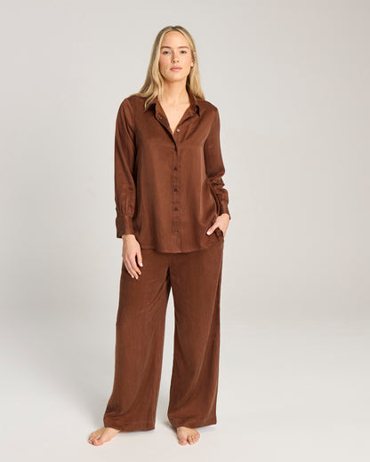 Eco-Luxe Midi Shirt - Cocoa