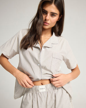 The Short PJ Set - Dove Grey Stripe