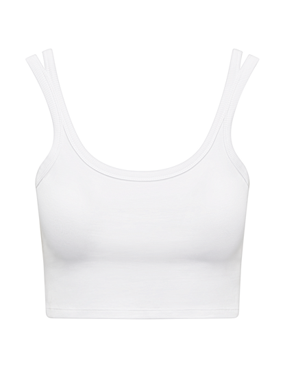 The Organic Cotton Cropped Vest - Cotton White