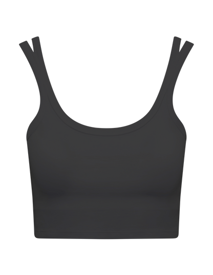 The Organic Cotton Cropped Vest - Black