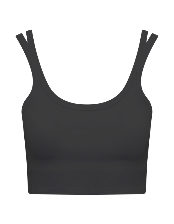 The Organic Cotton Cropped Vest - Black