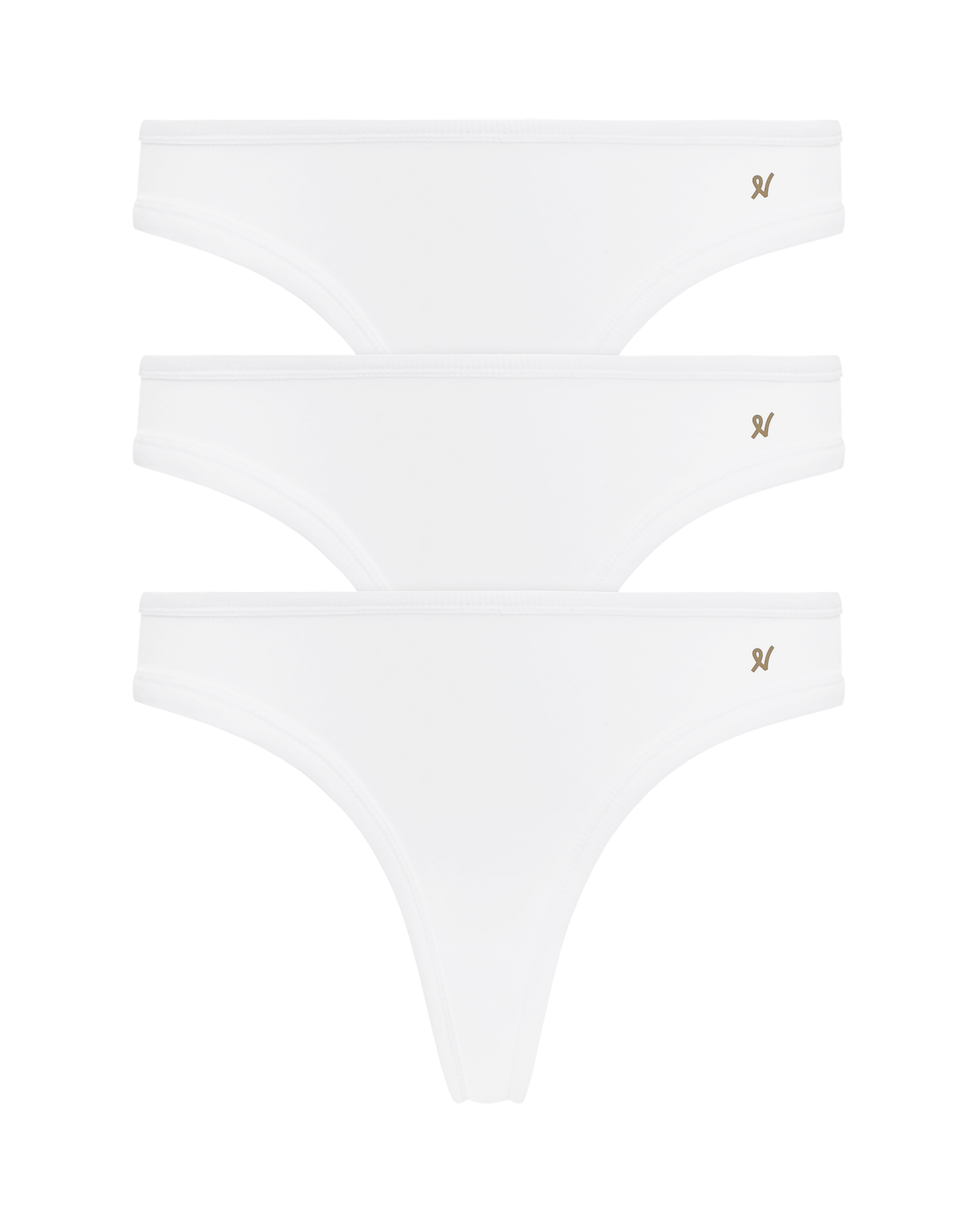 The Organic Cotton Dipped Thong 3 Pack - Cotton White